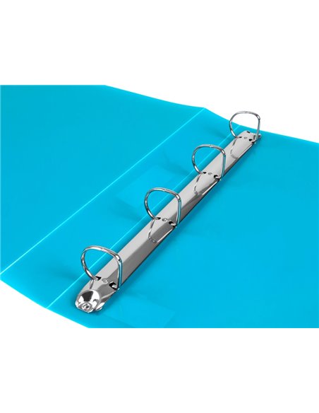Classeur liderpapel 4 anneaux 25mm a4 260x315mm polypropylene dos 40mm porte-cartes visite coloris bleu.