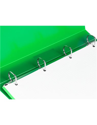 Classeur liderpapel 4 anneaux 25mm a4 260x315mm polypropylene dos 40mm porte-cartes visite coloris vert.