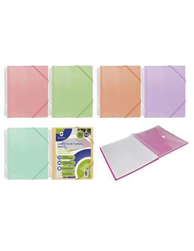 Classeur à spirales Bismark 30 pochettes transparentes - Polypropylène - Format A4 - Spirale en plastique indéformable - Ouvertu