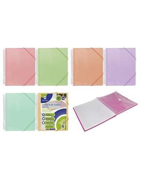 Classeur à spirales Bismark 30 pochettes transparentes - Polypropylène - Format A4 - Spirale en plastique indéformable - Ouvertu