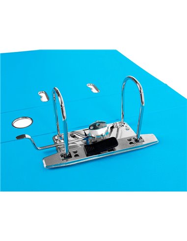 Classeur levier liderpapel a4 documenta carton rembordé 1,9mm dos 75mm rado métallique coloris bleu ciel.