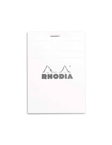 Bloc agrafé rhodia white n.12 8.5x12cm couverture carte enduite 80f 80g 5x5mm microperforé blanc