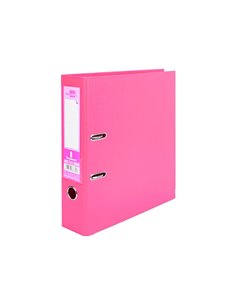 Classeur levier liderpapel a4 documenta carton rembordé 1,9mm dos 75mm rado métallique coloris rose. 2