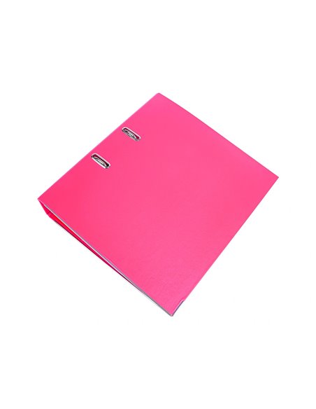 Classeur levier liderpapel a4 documenta carton rembordé 1,9mm dos 75mm rado métallique coloris rose.