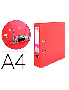 Classeur levier liderpapel a4 documenta carton rembordé 1,9mm dos 75mm rado métallique coloris rouge.