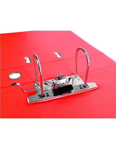 Classeur levier liderpapel a4 documenta carton rembordé 1,9mm dos 75mm rado métallique coloris rouge.