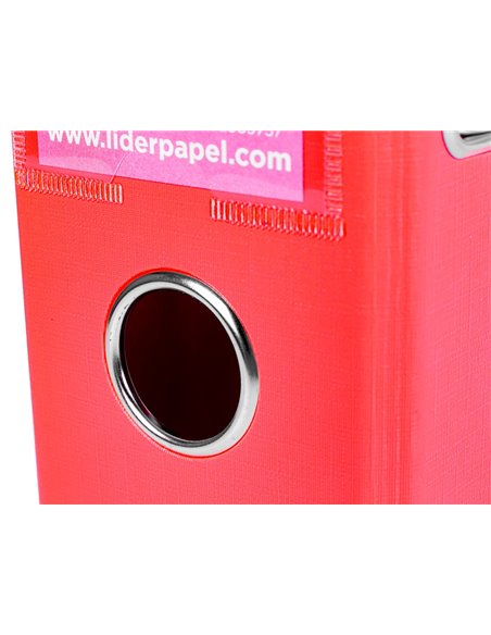 Classeur levier liderpapel a4 documenta carton rembordé 1,9mm dos 75mm rado métallique coloris rouge.