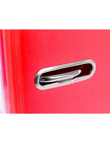 Classeur levier liderpapel a4 documenta carton rembordé 1,9mm dos 75mm rado métallique coloris rouge.