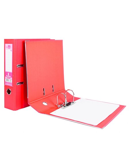 Classeur levier liderpapel a4 documenta carton rembordé 1,9mm dos 75mm rado métallique coloris rouge.