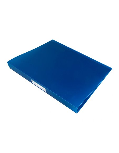 Classeur liderpapel 4 anneaux 25mm a4 260x315mm polypropylène dos 40mm porte-cartes visite coloris bleu translucide.