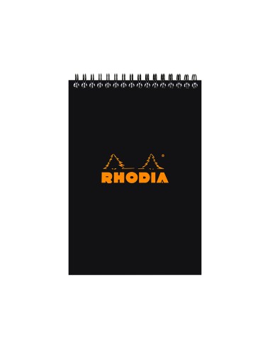 Bloc rhodia classic black a5 14.8x21cm couverture carte enduite reliure intégrale 80f 80g 5x5mm microperforé