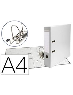 Classeur à levier exacompta a4 polypropylène dos 80mm coloris blanc.