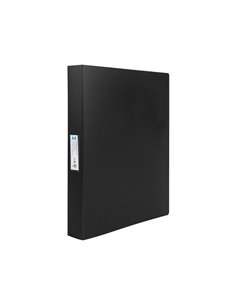 Classeur liderpapel 4 anneaux 25mm a4 260x315mm polypropylene dos 40mm porte-cartes visite coloris noir. 2