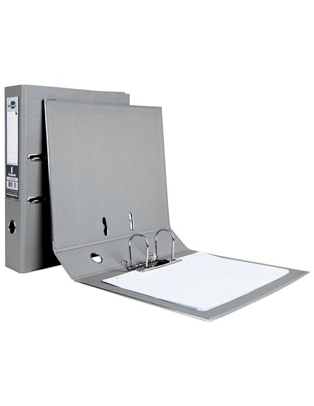 Classeur levier liderpapel documenta a4+ carton remborde dos 75mm rado metallique coloris gris.