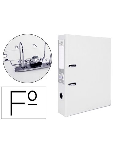 Classeur levier liderpapel documenta a4+ carton remborde dos 75mm rado metallique coloris blanc.
