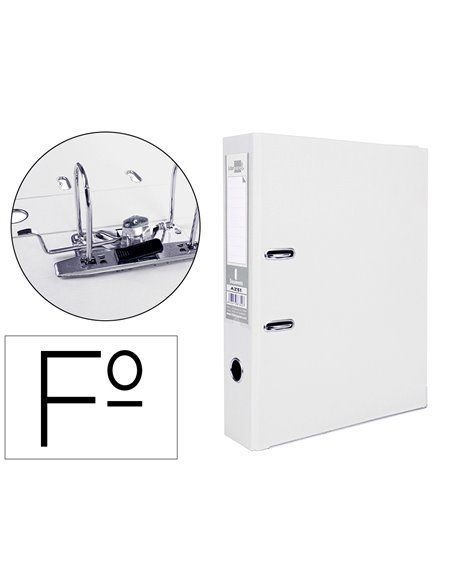 Classeur levier liderpapel documenta a4+ carton remborde dos 75mm rado metallique coloris blanc.