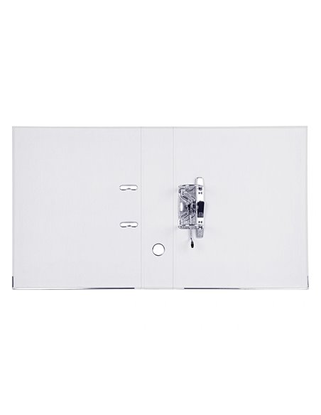 Classeur levier liderpapel documenta a4+ carton remborde dos 75mm rado metallique coloris blanc.
