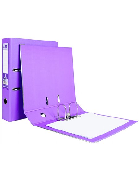 Classeur levier liderpapel documenta a4+ carton remborde dos 75mm rado metallique coloris lilas.