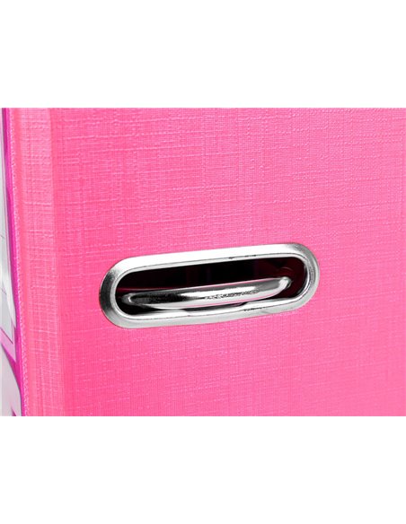 Classeur levier liderpapel documenta a4+ carton remborde dos 75mm rado metallique coloris rose.