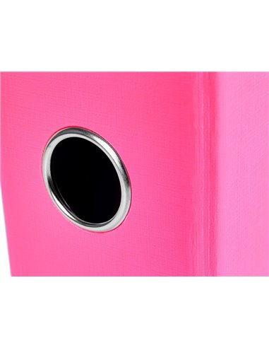 Classeur levier liderpapel documenta a4+ carton remborde dos 75mm rado metallique coloris rose.