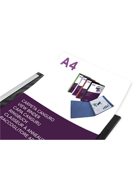 Classeur kangourou liderpapel 2 anneaux en d 25mm polypropylene 283x320mm document a4 coloris noir.