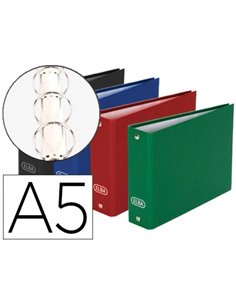 Classeur elba balacron 2 anneaux 40mm format à l'italienne a5 240x160mm dos 35mm capacité 100 fiches coloris assortis.