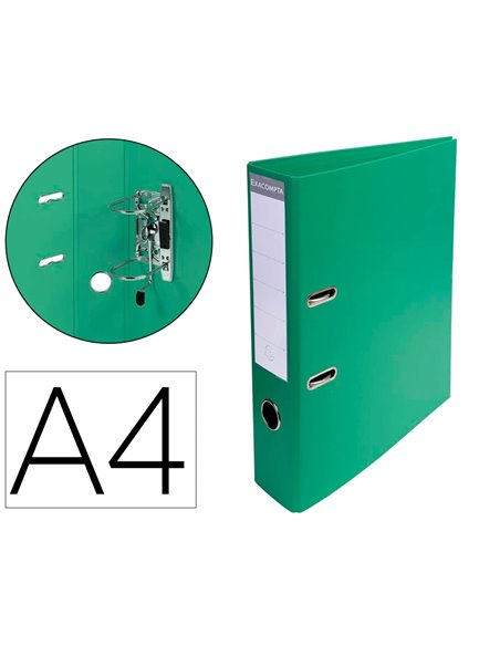 Classeur levier exacompta carton recouvert pvc a4 32x29cm dos 7cm étiquette porte-étiquette coloris vert.