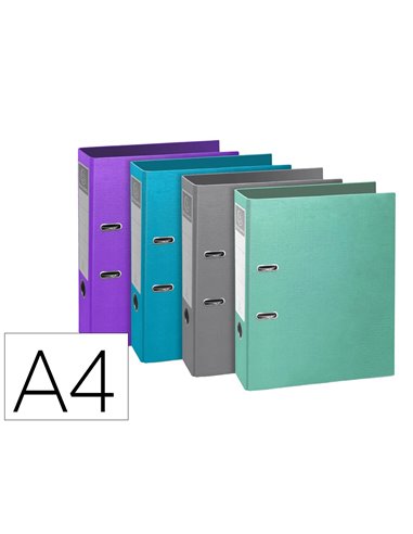 Classeur a levier exacompta teksto rigide a4 dos de 80 mm dim 32x29 cm coloris assortis.