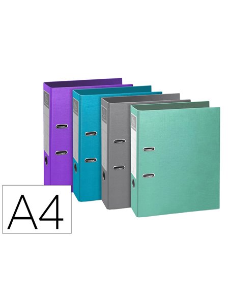 Classeur a levier exacompta teksto rigide a4 dos de 80 mm dim 32x29 cm coloris assortis.