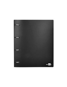 Classeur liderpapel 4 anneaux 40mm a4 polypropylene dos 55mm porte-cartes de visite coloris noir opaque. 2