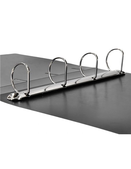 Classeur liderpapel 4 anneaux 40mm a4 polypropylene dos 55mm porte-cartes de visite coloris noir opaque.