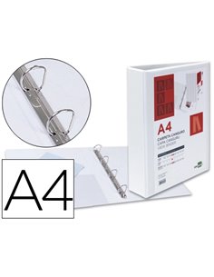 Classeur kangourou liderpapel 4 anneaux 40mm 283x320mm document a4 plastique dos 68mm coloris blanc.