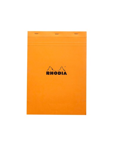 Bloc bureau rhodia a4 papier vélin surfin couverture enduite enveloppante 210x297mm 80f détachables 80g 5x5mm orange