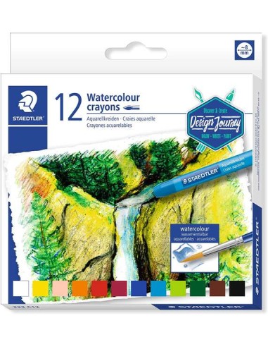 Crayons aquarelle Staedtler 223 - Lot de 12 - Faciles à mélanger - Extrêmement opaques - Couleurs assorties
