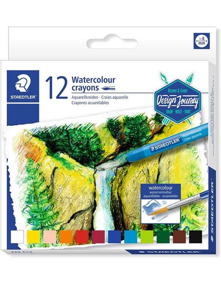 Crayons aquarelle Staedtler 223 - Lot de 12 - Faciles à mélanger - Extrêmement opaques - Couleurs assorties