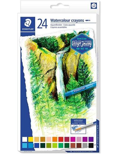 Crayons aquarelle Staedtler 223, paquet de 24 crayons de cire - Faciles à estomper - Extrêmement opaques - Couleurs assorties