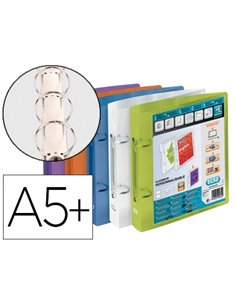 Classeur oxford polyvision 2 anneaux 30mm polypropylène 5/10e 170x220mm dos 40mm personnalisable coloris assortis.