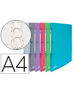 Classeur oxford hawaï 4 anneaux ronds 15mm polypropylène supérieur 10/10e 310x245mm dos 20mm étiquette dos incolore.