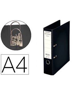 Classeur levier esselte chromos plus a4 polypropylène griffes blocage dos 80mm grand porte-étiquette coloris noir.