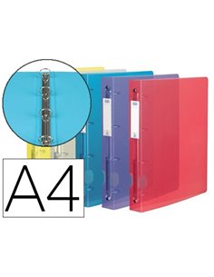 Classeur oxford hawaï 4 anneaux ronds 15mm polypropylène supérieur 10/10e 310x245mm dos 20mm étiquette coloris assortis.