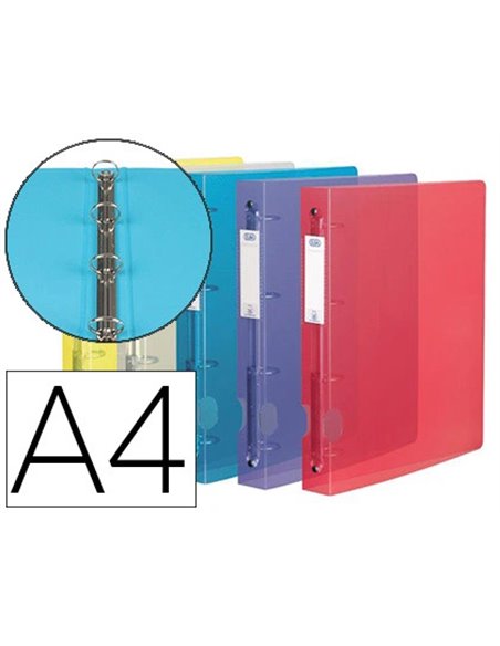 Classeur oxford hawaï 4 anneaux ronds 15mm polypropylène supérieur 10/10e 310x245mm dos 20mm étiquette coloris assortis.