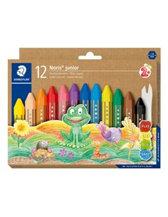 Crayons de couleur Staedtler Noris Junior, paquet de 12, extra épais, forme hexagonale, couleurs assorties