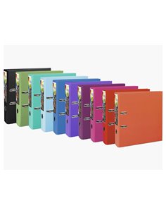 Classeur levier exacompta prem'touch polypropylène a4+dos 80mm couleurs assortis tendance. 2