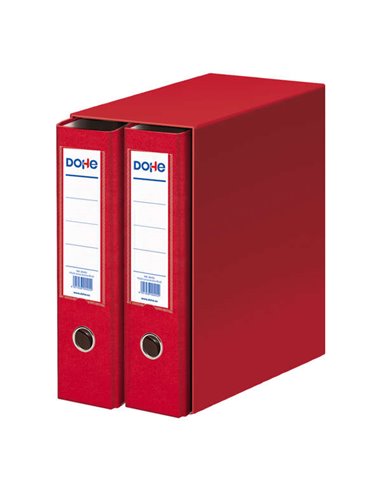 Classeur folio Dohe à 2 dossiers, dos large, avec œillet et anneau - Carton doublé polypropylène - Coins métalliques - Levier de