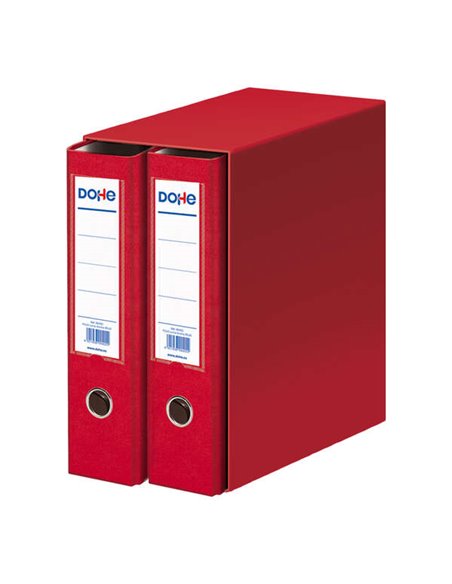 Classeur folio Dohe à 2 dossiers, dos large, avec œillet et anneau - Carton doublé polypropylène - Coins métalliques - Levier de