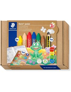 Coffret d'activités Staedtler Noris Junior - Lot de 6 crayons de couleur + crayon graphite extra épais + livret d'activités - Co