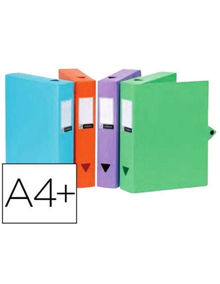 Boîte classement viquel polypropylène 8/10e dos 60mm fermeture patte bouton pression coloris assortis style.