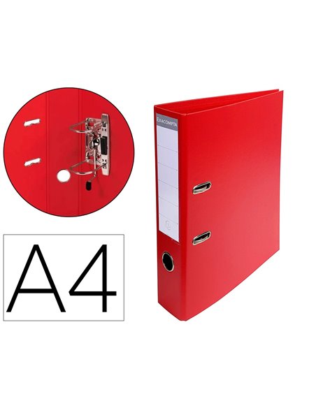 Classeur levier exacompta carton recouvert pvc a4 32x29cm dos 7cm étiquette porte-étiquette coloris rouge.