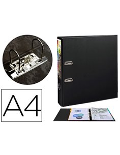 Classeur levier exacompta prem'touch polypropylène a4+ 32x30cm dos 8cm bouton poussoir coloris noir.