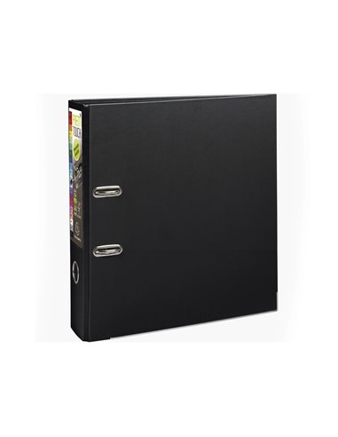 Classeur levier exacompta prem'touch polypropylène a4+ 32x30cm dos 8cm bouton poussoir coloris noir.